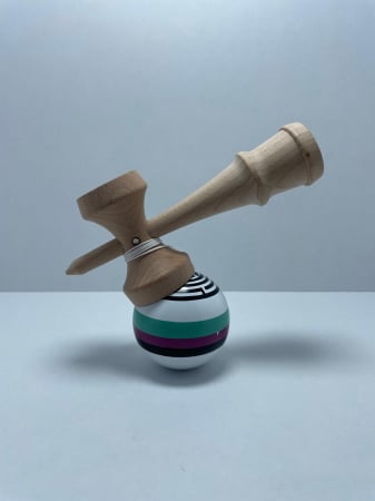 Kendama X Originala Profesionala Flippy 18 cm, Rubber cu Dungi [0]