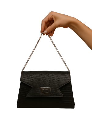 Mini Geanta Dama Iguana Noir Din Piele Naturala