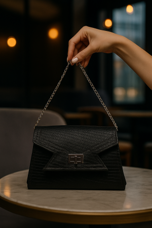 Mini Geanta Dama Iguana Noir Din Piele Naturala [7]