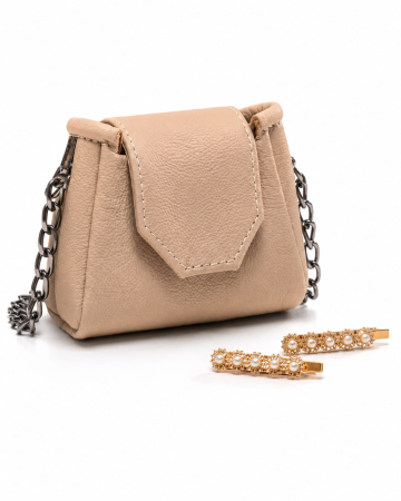 Mini Geantă Handmade Piele Naturală Sandy Pearl [9]