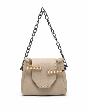 Genti Titi Valenti - Mini Geantă Handmade Piele Naturală Sandy Pearl