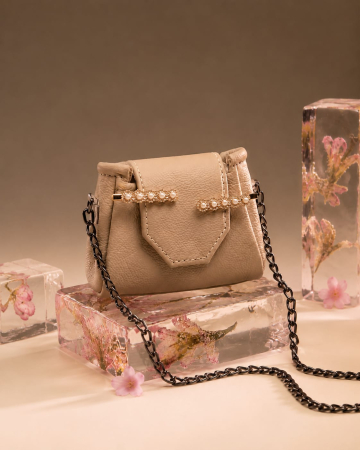 Mini Geantă Handmade Piele Naturală Sandy Pearl [2]