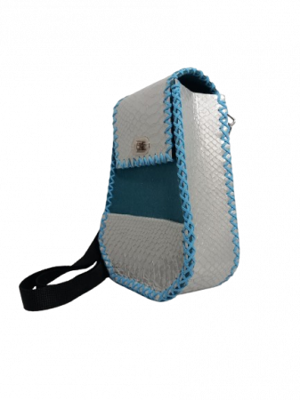 Mini Rucsac din Piele Tip Borseta Maria Blue [3]
