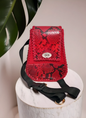 Mini Rucsac din Piele Tip Borseta Sara Rosu [7]