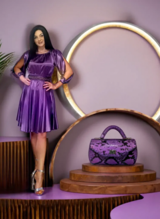 Oferta Speciala Rochie si Geanta Handmade Mov