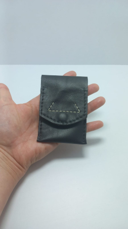Portcard cu 3 locuri, handmade, piele naturala alb-negru [2]