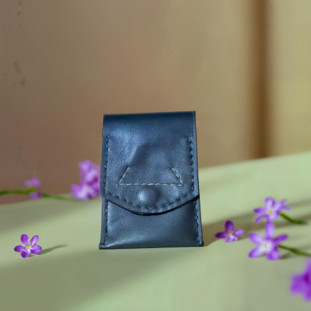 Portcard cu 3 locuri, handmade, piele naturala alb-negru [1]