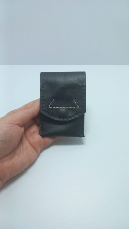Portcard cu 3 locuri, handmade, piele naturala alb-negru [3]