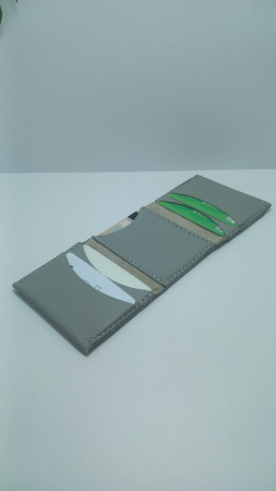 Portcard cu 8 sloturi, handmade piele naturala gri [4]