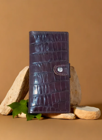 Portofel de Piele Lady Croco Dark Coniac