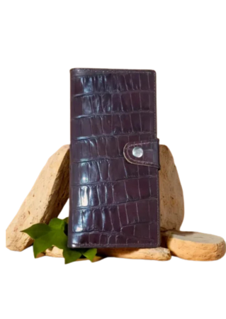 Portofel de Piele Lady Croco Dark Coniac