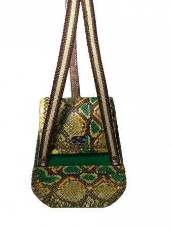Rucsac handmade din piele ecologica snake verde, casual [5]