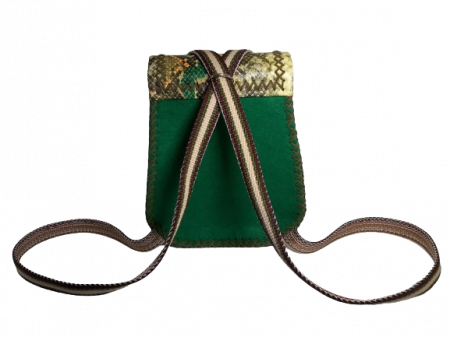 Rucsac handmade din piele ecologica snake verde, casual [4]