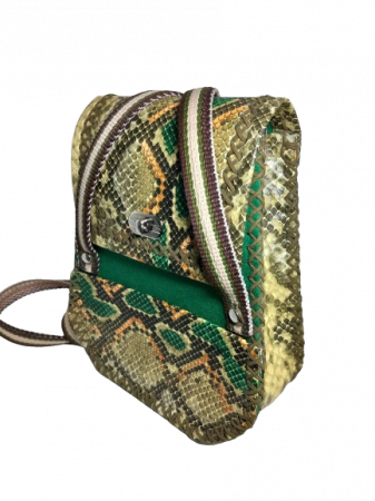 Rucsac handmade din piele ecologica snake verde, casual [3]