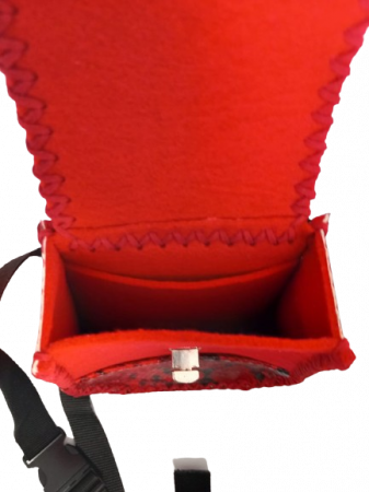 Mini Rucsac din Piele Tip Borseta Sara Rosu [6]