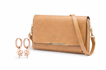 Genti Titi Valenti - Set cadou elegant pentru femei – geanta Georgina si cercei trifoi