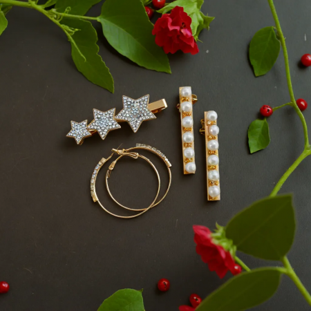 Set Clame cu Stele si Cercei Gold [1]