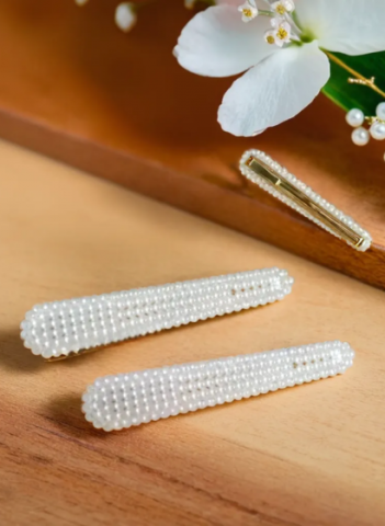 Set Clame de Par cu Perle Dreptunghiulare