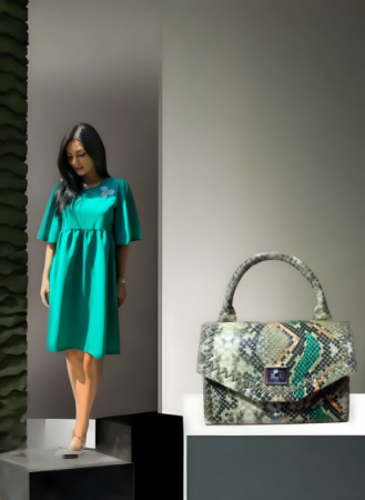 Set Eleganta Cary Rochie si Geanta Snake Verde