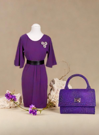 Set Eleganta Cary Rochie si Geanta Aleyna Mov