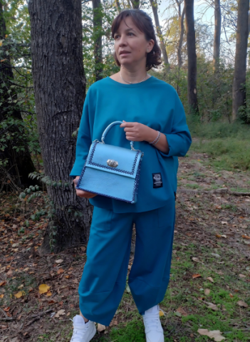 Set Geanta Ceyda si Compleu Turcoaz Relaxed Fit