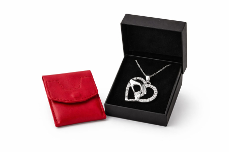 Genti Titi Valenti - Set Love Gift Portcard Rosu Handmade Si Colier