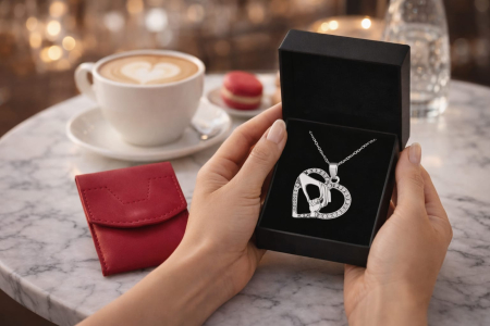 Set Love Gift Portcard Rosu Handmade Si Colier [1]