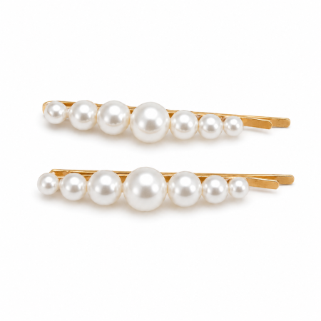 Accesorii - Set Mary – Agrafe de Păr Aurii cu Perle