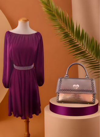 Set Rochie si Geanta de Piele Nocturna Chic