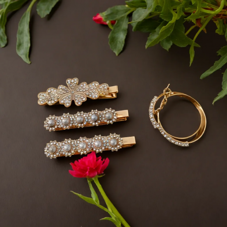 Set Trifoi Clame si Cercei Gold [1]