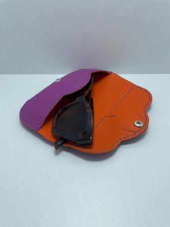 Toc Ochelari Handmade din Piele Naturala Mov-Orange [4]