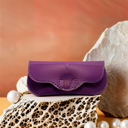 Reduceri - Toc Ochelari Handmade din Piele Naturala Mov-Orange