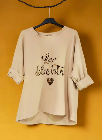Tricou Oversize „La Dolce Vita” - Bej