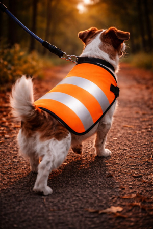 Vesta Reflectorizanta Pentru Caini Negru / Portocaliu [7]