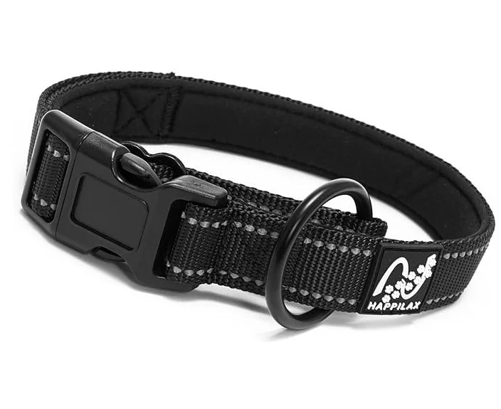 Accesorii de Plimbare - Zgarda Caine Happilax Negru, M 40-45 cm