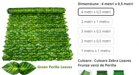 GARD DECORATIV DIN FRUNZE ARTIFICIALE - Panouri de gard din frunze artificiale model frunza de perila Frunze false Gard de grădină Balcon Terasă Ecran de terasă