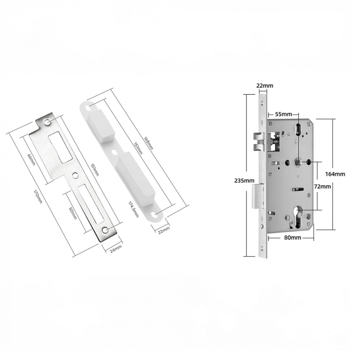 Broasca reversibila usa dornmass 55mm, interax 72mm, compatibila cu incuietori smart [2]