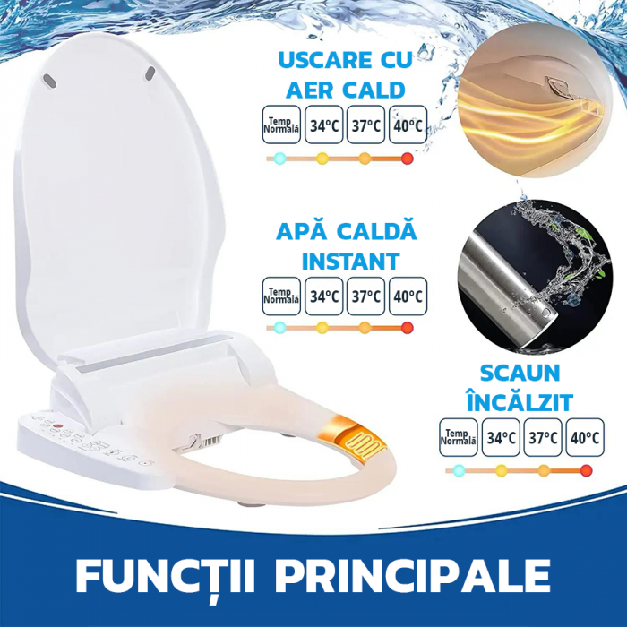 Capac WC smart cu functie de bideu, actionare din consola, model rotund scurt 45-49 cm [6]