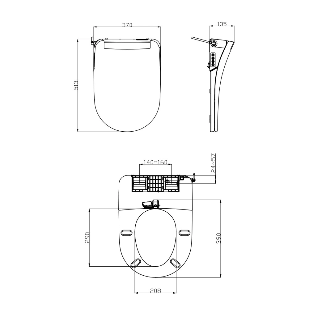 Capac WC inteligent functie bideu cu forma de U si telecomanda [5]