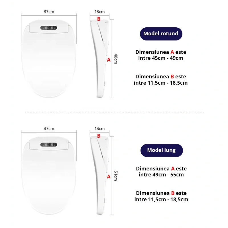 Capac WC smart  cu functie de bideu, actionare din consola, model lung 49-55 cm [5]