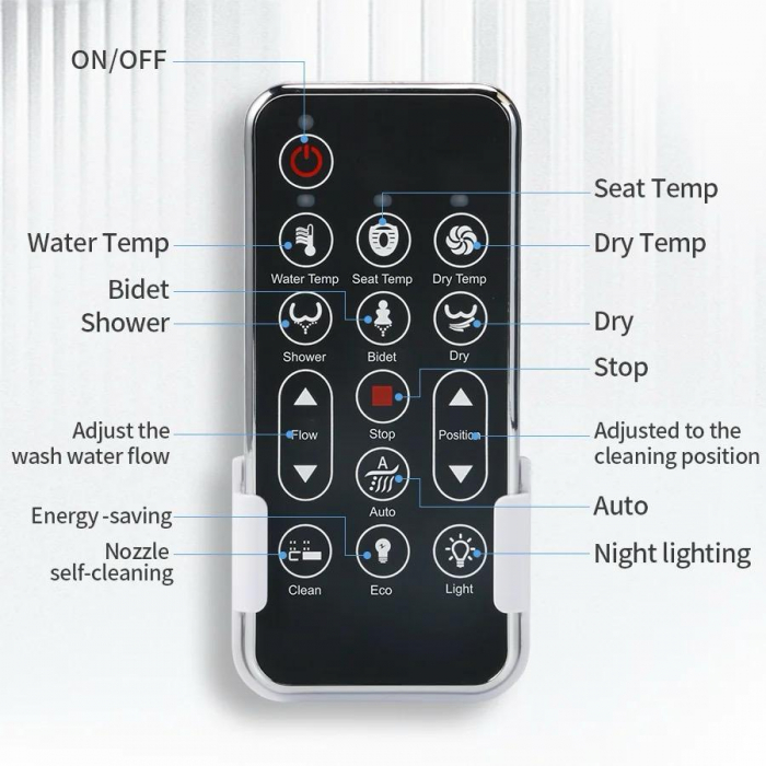 Capac WC cu functie de bideu, control din telecomanda, model rotund scurt 45-49 cm [5]