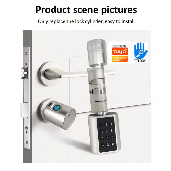 Yala inteligenta tip cilindru silver reglabil (35-90mm) control din aplicatia TTLock [7]