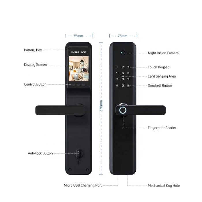 Incuietoare smart cu recunoastere faciala, amprenta, cod, card si control prin aplicatia Tuya [5]