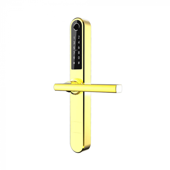 Incuietoare smart pentru usi termopan PVC deschidere cu amprenta, cod, card, telefon, Wi-Fi, Bluetooth, auriu [4]