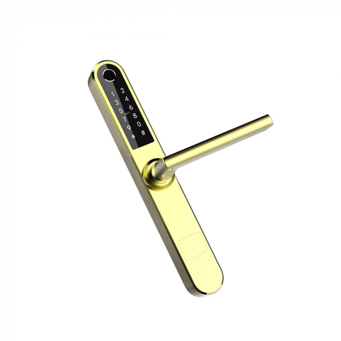 Incuietoare smart pentru usi termopan PVC deschidere cu amprenta, cod, card, telefon, Wi-Fi, Bluetooth, auriu [3]