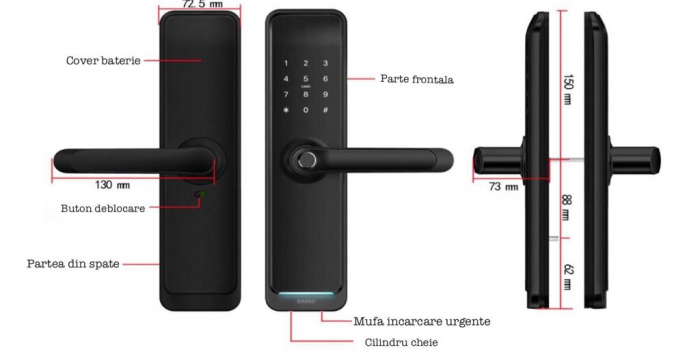 Incuietoare smart max lux silver, ideal Booking, Airbnb, deschidere cu amprenta, cod, card, telefon, Wi-Fi, Bluetooth [6]
