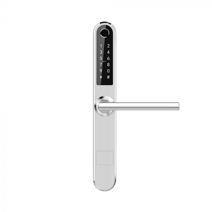 Incuietoare smart pentru usi termopan PVC deschidere cu amprenta, cod, card, telefon, Wi-Fi, Bluetooth, argintiu [2]