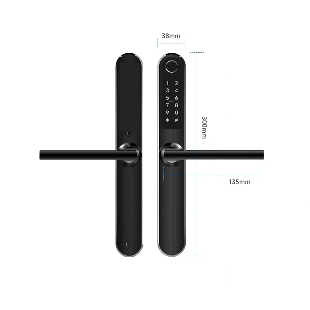 Incuietoare smart pentru usi termopan PVC deschidere cu amprenta, cod, card, telefon, Wi-Fi, Bluetooth, negru [5]