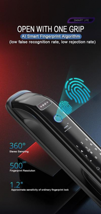 Yala smart cu recunoastere faciala 3D, card, amprenta, cod, cheie, sonerie, aplicatie Homewish [4]