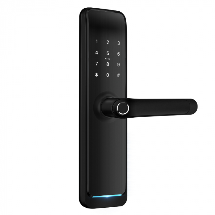Incuietoare smart max lux negru, ideal Booking, Airbnb, deschidere cu amprenta, cod, card, telefon, Wi-Fi, Bluetooth [2]